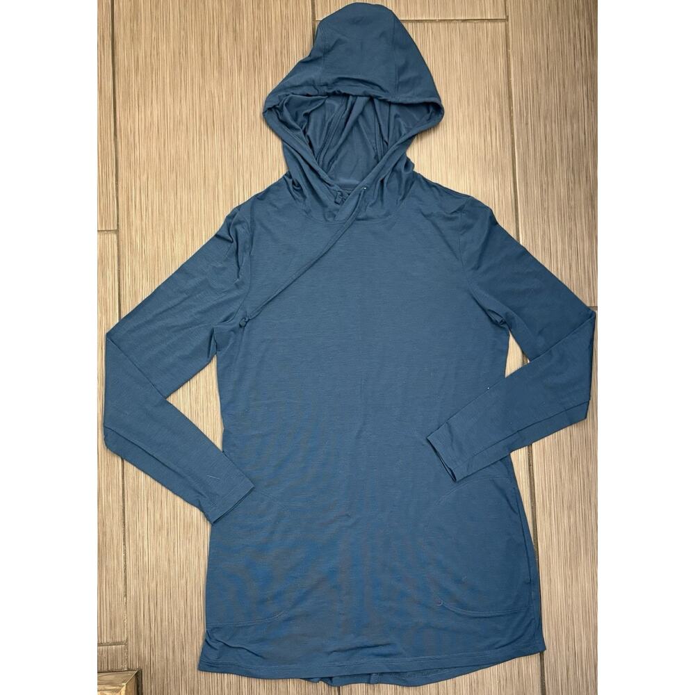 Duluth Trading Co Women's Dry and Mighty Long Sleeve Hoodie TunicItem 73760 Teal